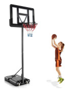 130 cm - 305 cm höjdjusterbar basketkorg med stativ & 2 hjul korgstativ svart