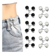 6-delat set med jeansknappar, clip-on jeansknappar, pärljeansknappset, justerbar midja med spänne, nitfri
