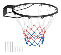 Ø37cm basketkorg med ring & Nät för dörr & Väggmonterad inomhus mini basketbåge svart