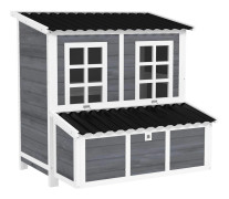 Gran Wood Chicken Coop, hönshus med bolåda, fjäderfähus för 4-6 kycklingar, vattentätt tak, 100 x 86 x 100 cm, ljusgrå