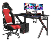 K-format spelbord med mugghållare för hörlurskrok och kabelhantering ergonomiskt datorbord svart