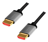 LogiLink CHA0106, 3 m, HDMI Typ A (standard), HDMI Typ A (standard), 3D kompatibilitet, 48 Gbit/s, Svart, Grå