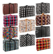 Stora återanvändbara shoppingkassar, 10-pack, med dragkedja, 90x60x30cm