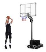Basketkorg utomhus 135/143-305 cm höjdjusterbart basketstativ med 2 hjul