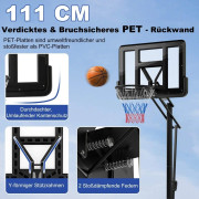 Basketställning 245-305 cm höjdjusterbar basketkorg med ställ svart