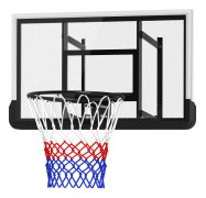 Basketkorg med bakvägg för utomhus & inomhus, baskettavla med Ø45 cm stålbåge och nät, väggfäste, basketbräda för vuxna, svart