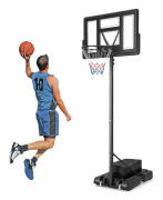 Utomhusbasketkorg med stativ & nät 135-305 cm höj- och sänkbart basketställ