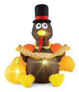 Uppblåsbar kalkon med pumpa – LED-Thanksgiving-dekoration