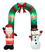 245 cm uppblåsbar julbåge med tomte och snögubbe