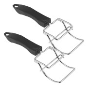 Ugnslådsgripare i rostfritt stål, varma tallrikstänger med värmebeständigt handtag för köksbakning, svart, 2-pack
