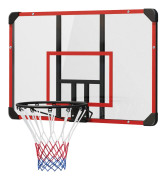 Basketbåge, basketbräda med basket, basketnät med basketbräda, väggmonterad, utomhus, stål, 113 x 61 x 73 cm, röd