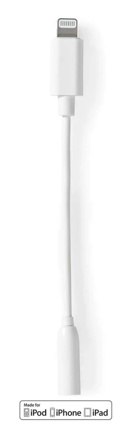 Lightning Adapter | Apple Lightning, 8-stifts | 3.5 mm Hona | Nickelplaterad | 0.10 m | Rund | TPE | Kuvert