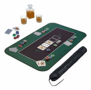 Relaxdays Poker matta, i polyester, gummi, hållbar och halkfri, 100 x 60 cm, Texas Holdem, grön