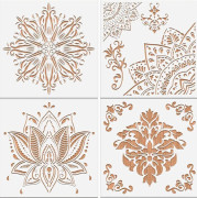 Stora Mandala Målningsschabloner, DIY Plast Målningsschablon, Vattentäta Schabloner för Väggdekoration Tyg 30x30CM