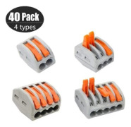 PCT-212/213/214/215 Förpackning med 40 kompakta kopplingsklämmor med spak, sortiment av kabelanslutningar