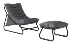 Loungefåtölj med fotpall 71x95x75 cm Mörkgrå metall