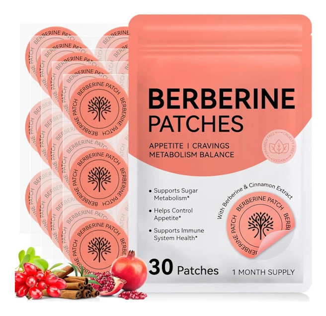 Berberineplåster med kanel, granatäpple, ultratunn och andningsbar textil, botanisk formula, vattentät, långvarig | 30 st