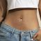 Silver Falska Navelpiercingar Falska Navelpiercingar Kirurgiskt Stål Navelstänger Clip On Hjärta Fjäril Tusensköna Cubic Zirconia Navelsmycken