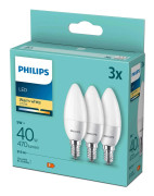 Philips 3-pack LED E14 Kron 5W (40W) Frost 470lm