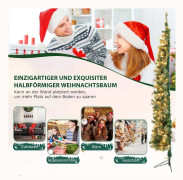 210cm Pre-Lit Halv Tree Julgran Halv Artificiell Tree