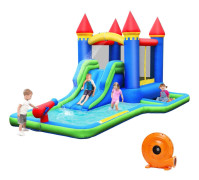 Uppblåsbar Bouncy Castle vattenrutschbana Park med blåsare Oxford-tyg av hög kvalitet 480 x 280 x 230 cm Färgglad