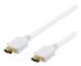 DELTACO HDMI-1005AD - HDMI-kabel med Ethernet - HDMI hane till HDMI hane - 50 cm - vit - stöd för 4K