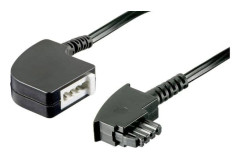 Basetech Telefon Förlängningskabel [1x TAE-F-stiftdon - 1x TAE-F-koppling] 6.00 m Svart