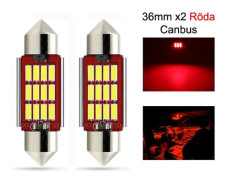 c5w canbus 36mm röd led SV8.5 2-pack 12v