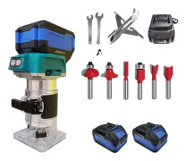 Träfräs, 5-hastighetsjusterbar, genomskinlig bas,2 Batterier Set