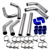 Intercooler turbo rörkit - Rörsats 6,3 cm (2,5 tum) - Universal passform - Aluminiumrör - Med silikonslangar - Med slangklämmor - För turbobyggen