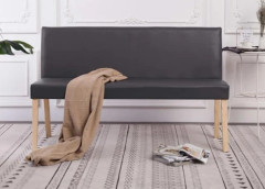 Bänk - Exklusivt Hem - Grå konstläder - Ram av massivt furu - 139,5 x 54 x 85,5 cm Grå och naturlig