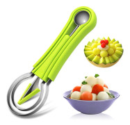 Melonskopa set, 4-i-1 fruktskärare, vattenmelonskopa, fruktsked och bollskopa, fruktredskap (grön)