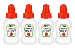 Miniketchupflaskor för tillbehör till matlådan, 30 ml klämflaskor för kryddor, plastbehållare för salladsdressing