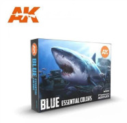 Akrylfärg - AK11618 - Set med 6 - Grundläggande blå färger - 17ml per flaska