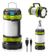 Bärbar Uppladdningsbar LED Campinglykta med 3000mAh Powerbank, 4 Lägen, IP65 Vattentät, 1200 Lumen Lykta för Camping, Vandring och Nödsituationer