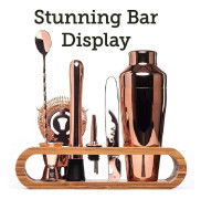 Cocktailbar Set Mixology Bartender Kit: 10-delad verktygssats med ställverktyg i bambu Copper Plated mässing