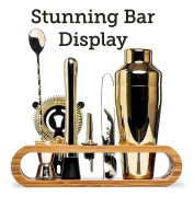 Cocktailbar Set Mixology Bartender Kit: 10-delad verktygssats med ställverktyg i bambu Gold Plated gyllene