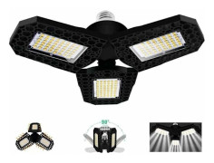 60W LED Garagelampa, E27 Glödlampa med 3 Justerbara Paneler, 6000LM Kallvitt ljus, för Garage, Verkstad, Lager - Energiklass A+