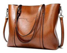 Damhandväskor Mjukt läder Stor kapacitet Retro Vintage Topphandtag Casual Pocket Tote Axel Cross-body Väskor Julklapp