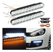 2x 12W 30 LED Blinkande Varselljus för Bilar - Vit/Gul[DB] white light