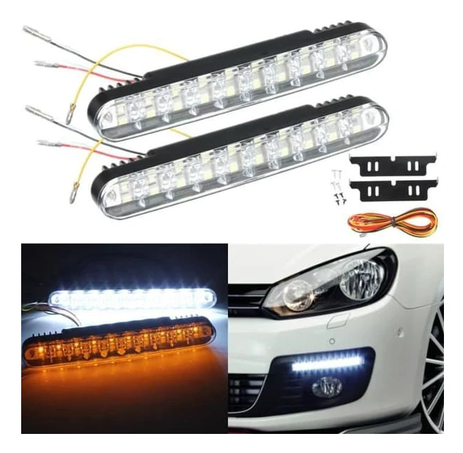 2x 12W 30 LED Blinkande Varselljus för Bilar - Vit/Gul[DB] white light
