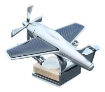4X Soldriven roterande flygplan skrivbordsflygplan dekoration inredning bildekoration, B Silver