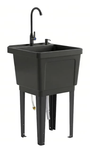 Portabel campingvask 50x48x118 cm svart plast och metall