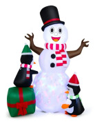 Uppblåsbar snögubbe med pingviner, LED-ljus, 180 cm