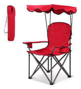 Fällbar fiskestol med mugghållare för Patio Beach Camping 96,5 x 67,5 x 130 cm Röd