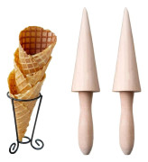 Waffle Cone Roller with Wooden Shaper - DIY Ice Cream Cone Mold, Rolling Mold, for Homemade Waffles
