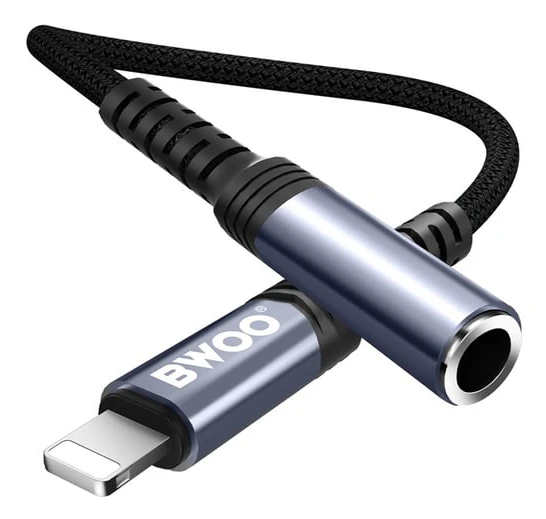 Lightning till 3,5 mm Aux Audio Jack Adapter för iPhone Mobiler - Svart