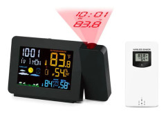 Projection Alarm Clock for Bedroom with Weather Station, Indoor/Outdoor