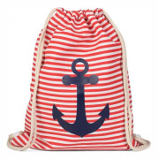 styleBREAKER Sportväska ryggsäck med maritimt motiv och ankartryck, gymväska, unisex 02012052 [Röd/Vit]