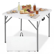 Hopfällbart bord 86 cm fyrkantigt, bärhandtag, metallben